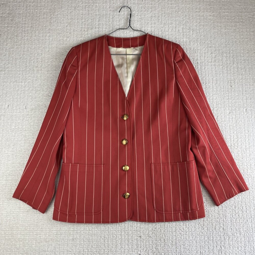 Aquascutum Vintage Women’s Blazer Pink / Red Jacket Size 14 Canada Made Read*